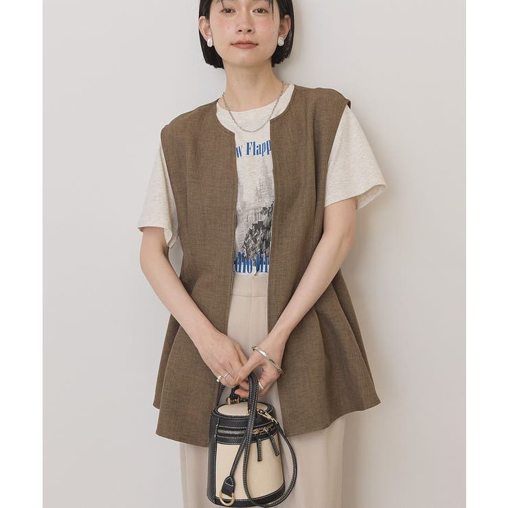 【接触冷感・イージーケア】リネンライクペプラムベスト | AMERICAN HOLIC | 詳細画像2 