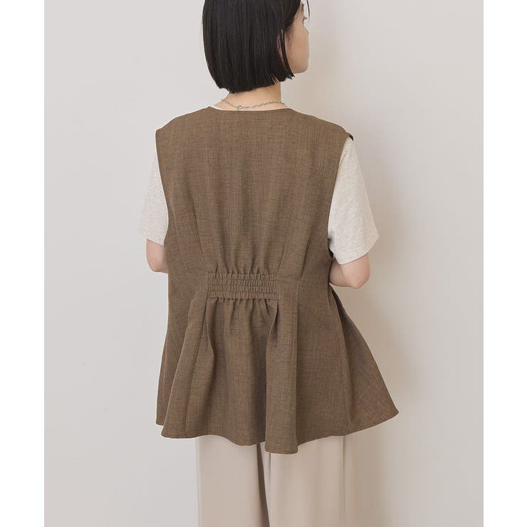 【接触冷感・イージーケア】リネンライクペプラムベスト | AMERICAN HOLIC | 詳細画像4 