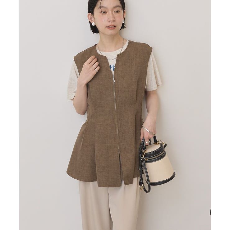 【接触冷感・イージーケア】リネンライクペプラムベスト | AMERICAN HOLIC | 詳細画像5 