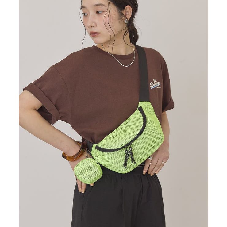 イエロー | 【2点SET】ポーチ付ダブルメッシュウエストポーチ | AMERICAN HOLIC