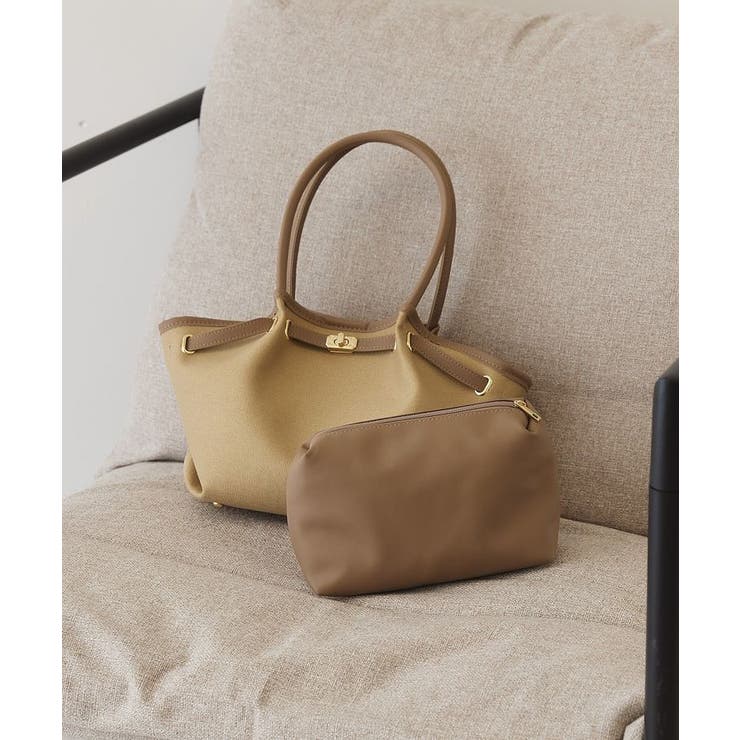 ベージュ | 【2点SET】ベルトラウンドトートバッグ | AMERICAN HOLIC