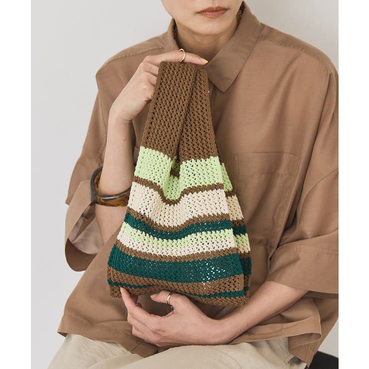 ブラウン | マルチボーダーニットバッグ | AMERICAN HOLIC