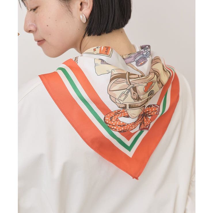 オレンジ | 【UVカット・接触冷感】Trip柄スカーフ | AMERICAN HOLIC