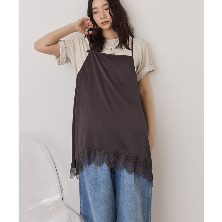 イレギュラーヘムサテンレースキャミソール | AMERICAN HOLIC | 詳細画像1 
