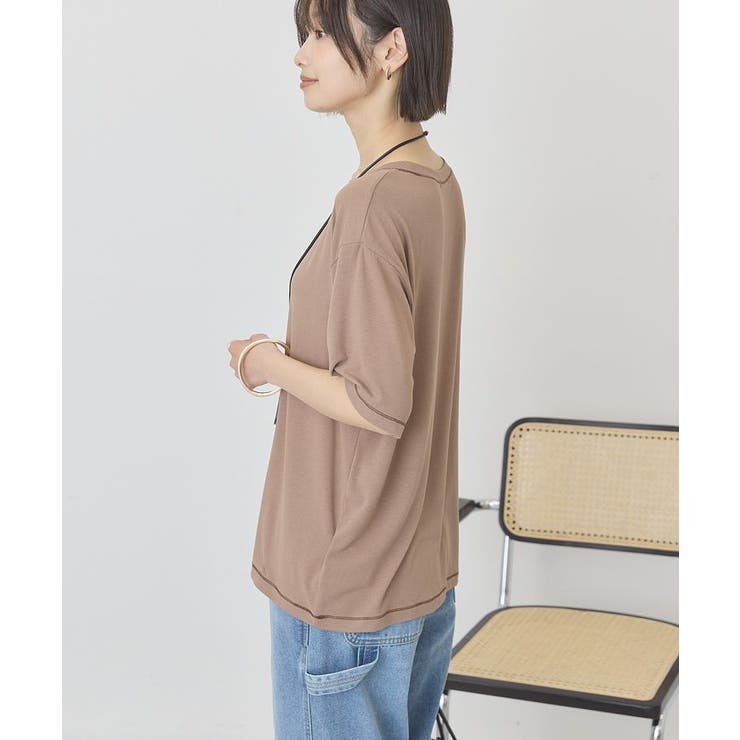 【マルチ機能】配色ステッチルーズTシャツ | AMERICAN HOLIC | 詳細画像28 