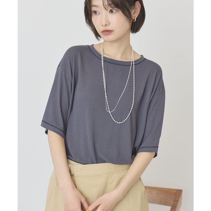 【マルチ機能】配色ステッチルーズTシャツ | AMERICAN HOLIC | 詳細画像1 