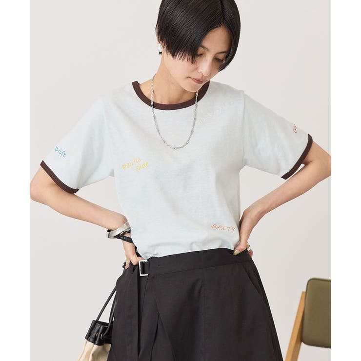 ランダムロゴ刺繍リンガーTシャツ | AMERICAN HOLIC | 詳細画像1 