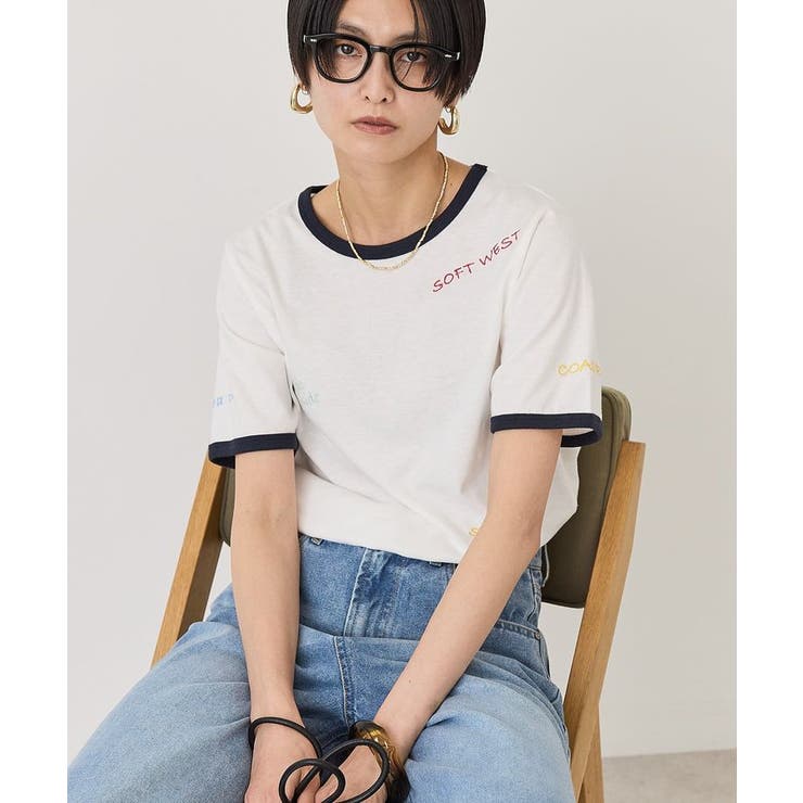 ランダムロゴ刺繍リンガーTシャツ | AMERICAN HOLIC | 詳細画像11 