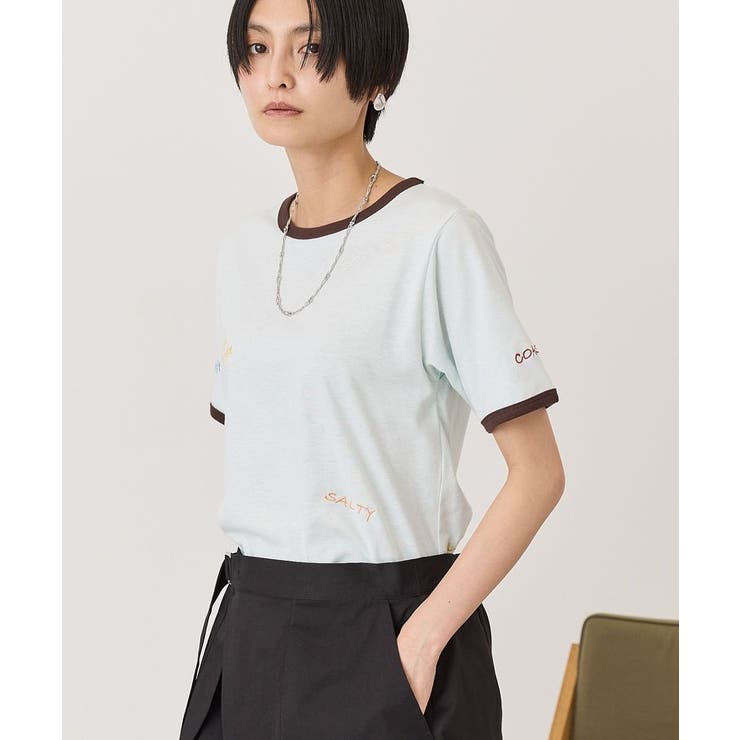 ランダムロゴ刺繍リンガーTシャツ | AMERICAN HOLIC | 詳細画像2 
