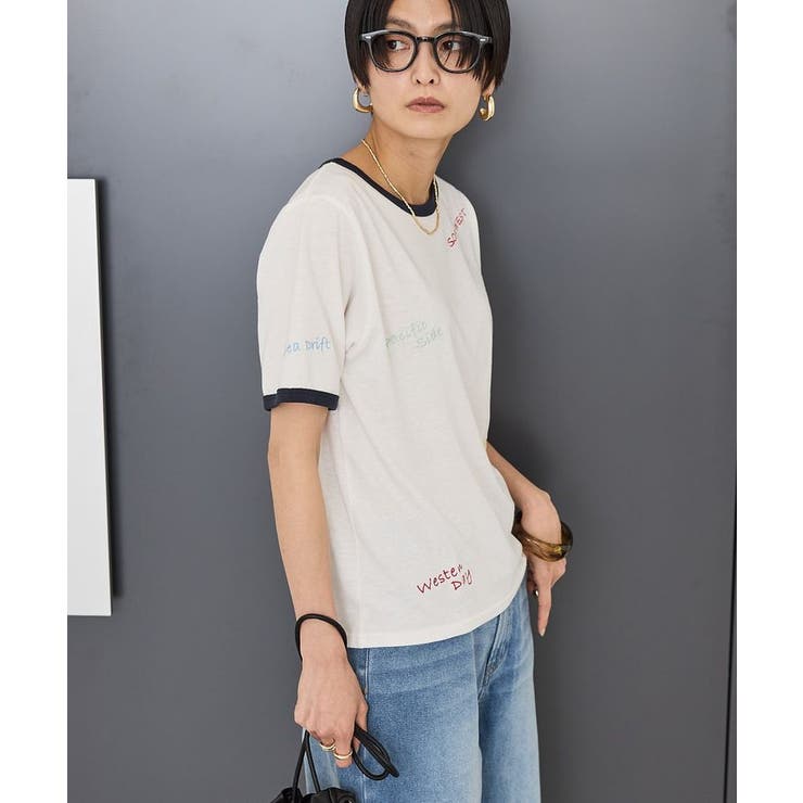 ランダムロゴ刺繍リンガーTシャツ | AMERICAN HOLIC | 詳細画像9 