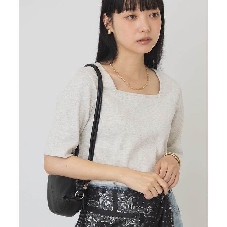 【接触冷感・UVカット】スクエアネック5分袖プルオーバー | AMERICAN HOLIC | 詳細画像24 