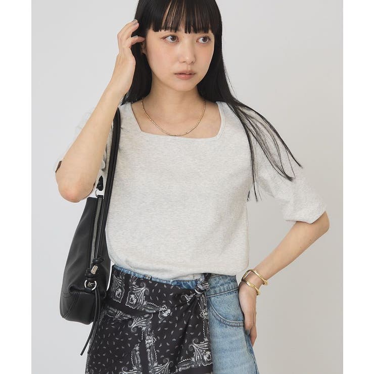 【接触冷感・UVカット】スクエアネック5分袖プルオーバー | AMERICAN HOLIC | 詳細画像25 