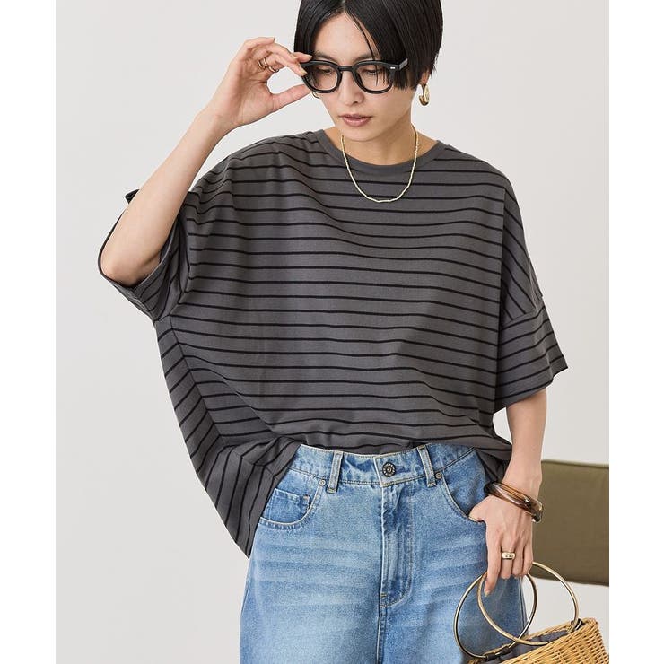 【UVカット・接触冷感】ボーダーコクーンプルオーバー | AMERICAN HOLIC | 詳細画像10 