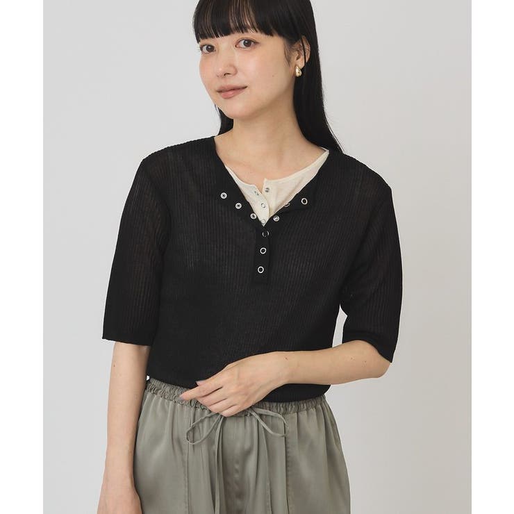 【2点セット】シアーリブヘンリーネックニット＋タンクトップ | AMERICAN HOLIC | 詳細画像11 