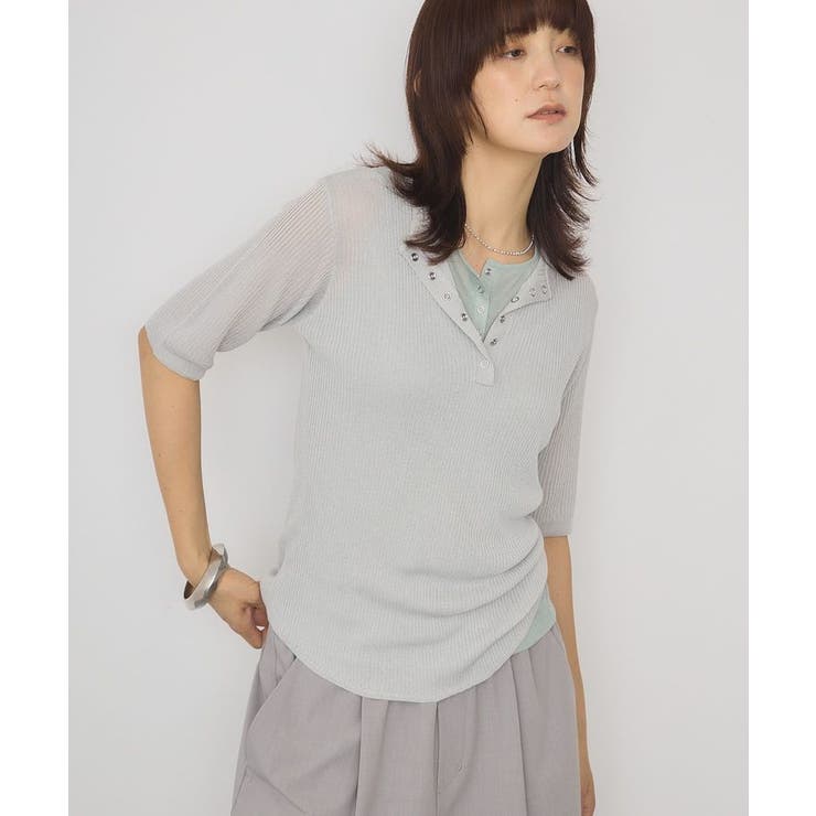 【2点セット】シアーリブヘンリーネックニット＋タンクトップ | AMERICAN HOLIC | 詳細画像21 