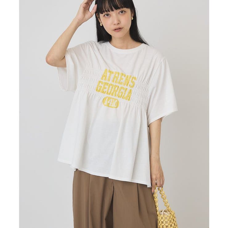 オフホワイト | シャーリングプリントTシャツ | AMERICAN HOLIC