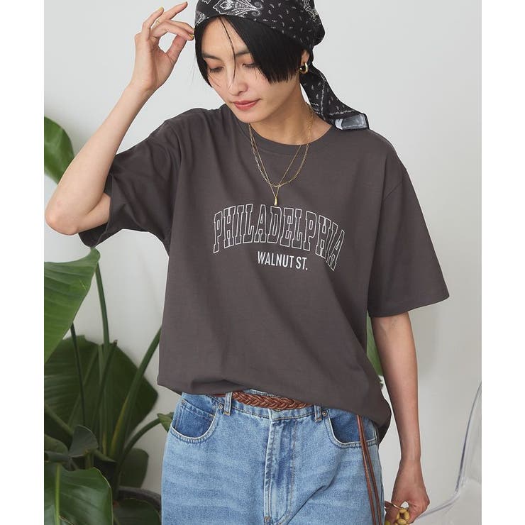 チャコールグレー | 【マルチ機能】カレッジロゴTシャツ | AMERICAN HOLIC