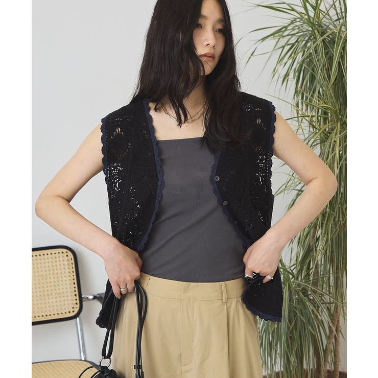 クロシェ風ニットベスト | AMERICAN HOLIC | 詳細画像10 
