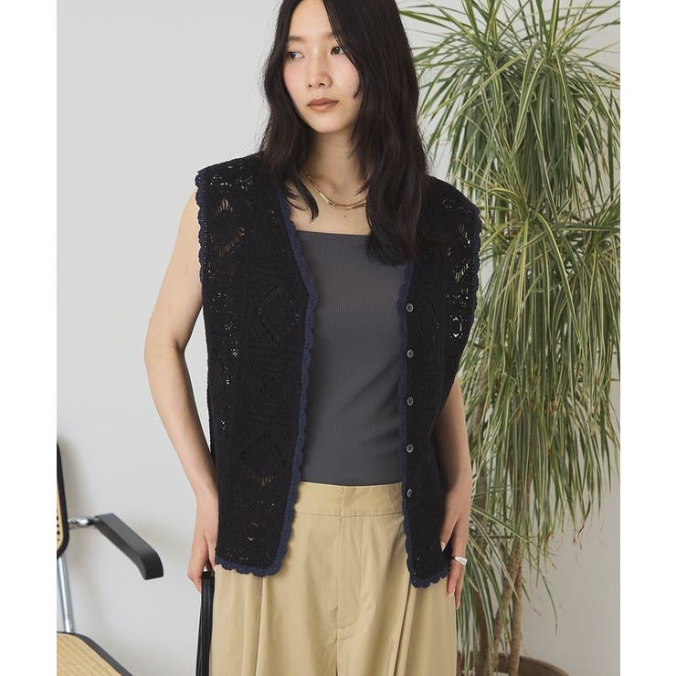 クロシェ風ニットベスト | AMERICAN HOLIC | 詳細画像9 