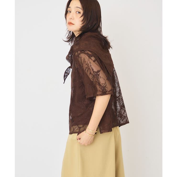 【2点セット】メッシュレース半袖シャツ+スカーフ | AMERICAN HOLIC | 詳細画像17 