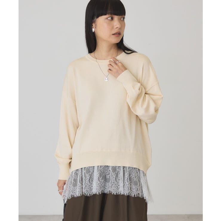 裾レースドッキングクルーネックニット | AMERICAN HOLIC | 詳細画像29 