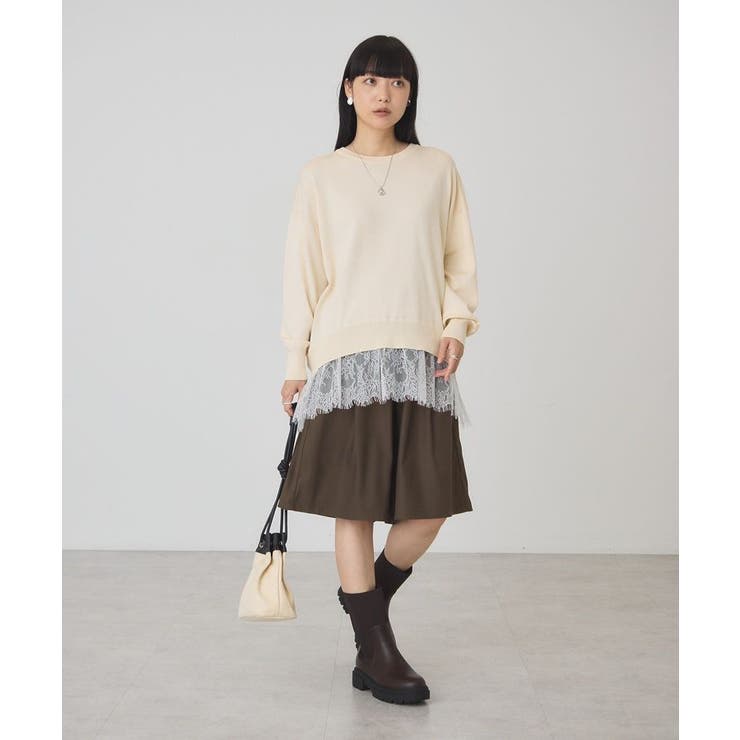 裾レースドッキングクルーネックニット | AMERICAN HOLIC | 詳細画像33 