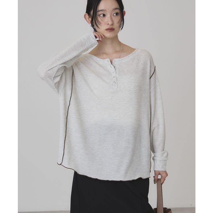 【選べる丈】ヘンリーネック ワッフルメロープルオーバー | AMERICAN HOLIC | 詳細画像23 