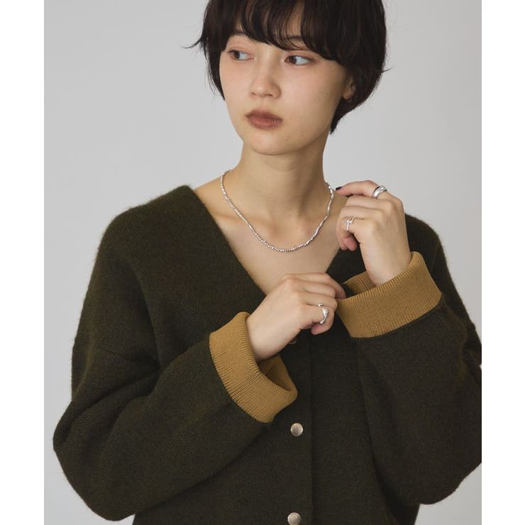 【バイパチ】Vネック配色ニットコーディガン | AMERICAN HOLIC | 詳細画像8 
