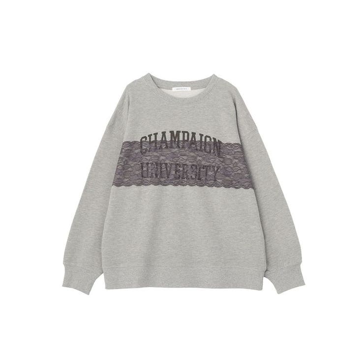 杢グレー | レースドッキングロゴスウェット | AMERICAN HOLIC