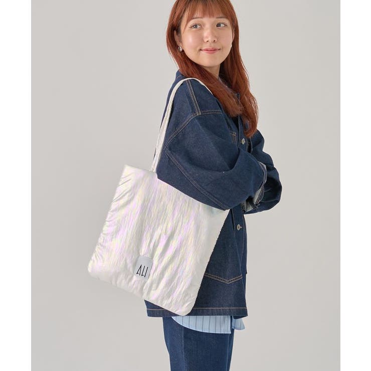 ホワイト | 【ホリホリ】スクエアーシャイニートートバッグ | AMERICAN HOLIC