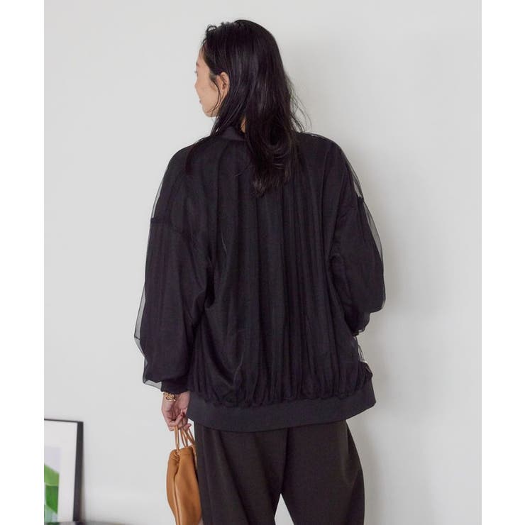 【SALE】 リバーシブルシフォン×チュールブルゾン[品番：EHEW0045763 ジャケット・アウター
