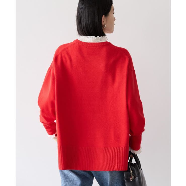 大人も着やすいシンプルファッション バイパチサイドスリットニットプルオーバー[品番：EHEW0045883 トップス