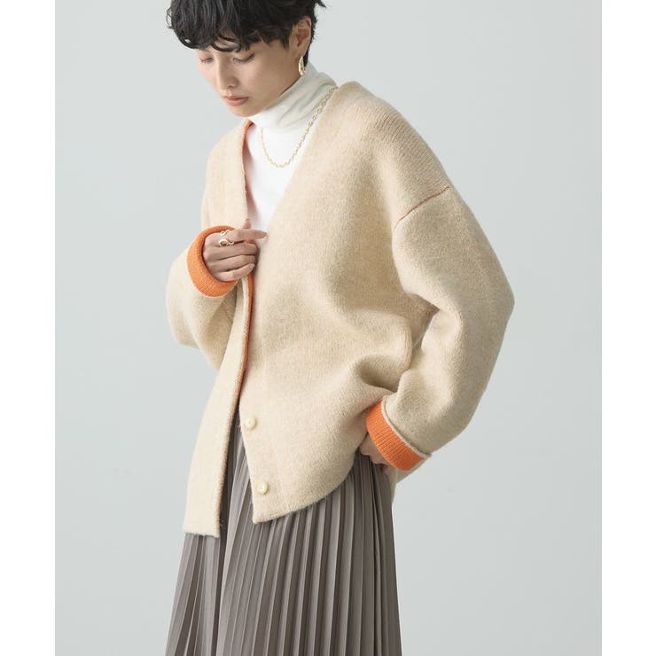 MACHATT アイボリー　ブークレニットカーディガン machatt ブークレニットカーディガン（アイボリー）