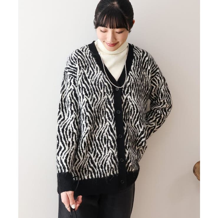 アニマル柄Vネックニットカーディガン[品番：EHEW0045551]｜AMERICAN