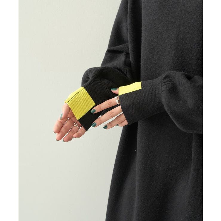 バイパチバイカラーモックネックニットワンピース | AMERICAN HOLIC | 詳細画像13 