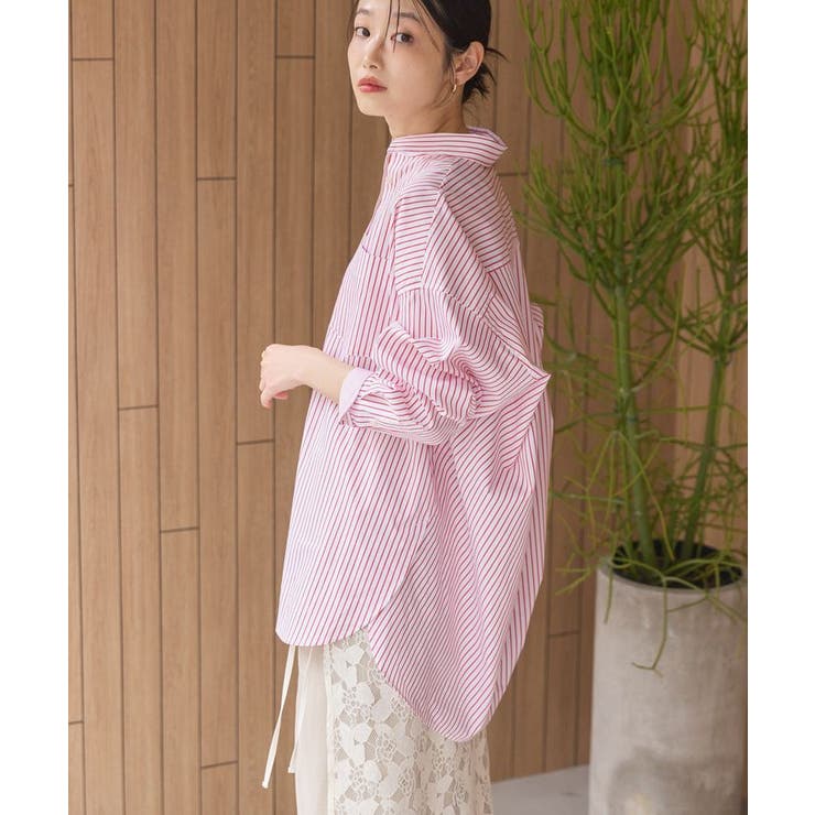 イージーケア配色ポイントロングシャツ/チュニック[品番：EHEW0048333 