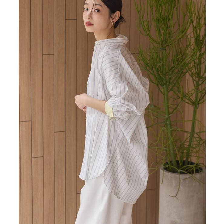イージーケア配色ポイントロングシャツ/チュニック[品番：EHEW0048333
