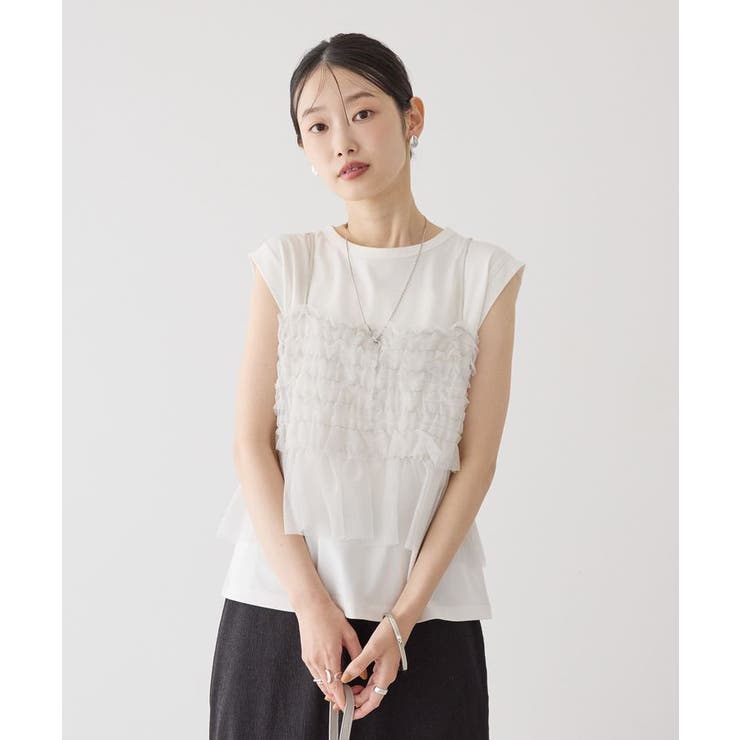 VIS 加工短丈プルオーバー　オフホワイト　ピアス　Set VIS 加工短丈プルオーバーオフホワイトピアスSet