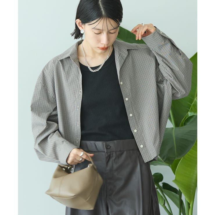 チェックベージュ | クロップド丈バックタックチェックシャツ | AMERICAN HOLIC