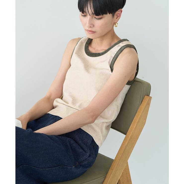 エクリュ | 配色ベロアタンクトップ | AMERICAN HOLIC