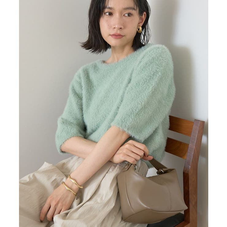 ミント | フェザー半袖ニットプルオーバー | AMERICAN HOLIC