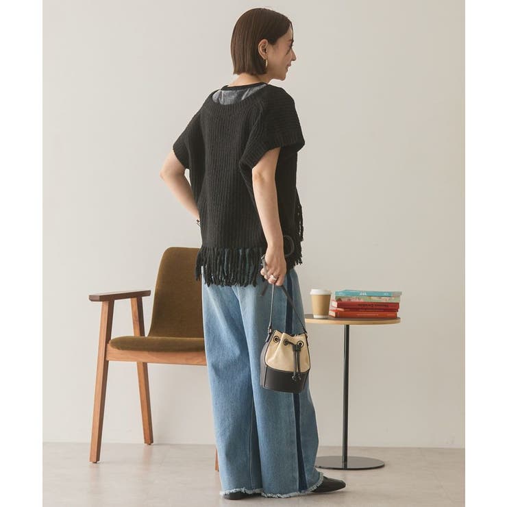 裾フリンジニットショートベスト | AMERICAN HOLIC | 詳細画像12 