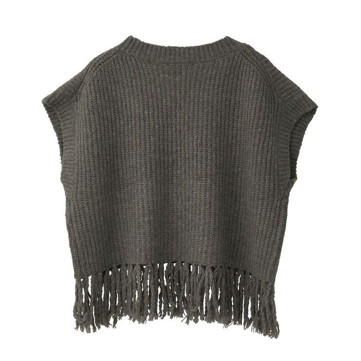 裾フリンジニットショートベスト | AMERICAN HOLIC | 詳細画像14 