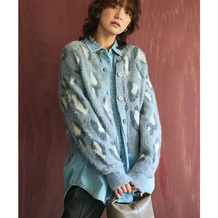 ニットジャケット カーディガン アニマル柄 ハート メタルボタン