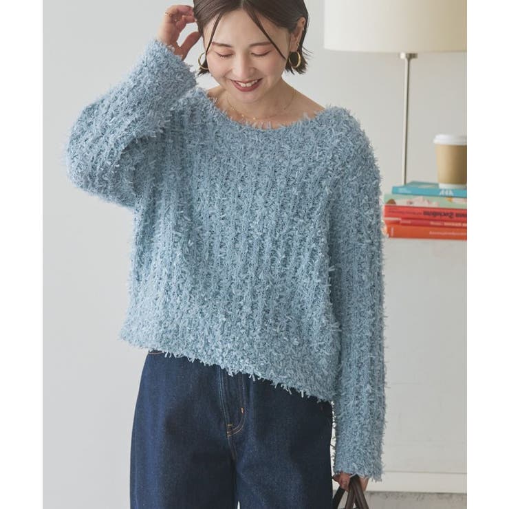 グレイッシュブルー | リボンヤーンニットプルオーバー | AMERICAN HOLIC