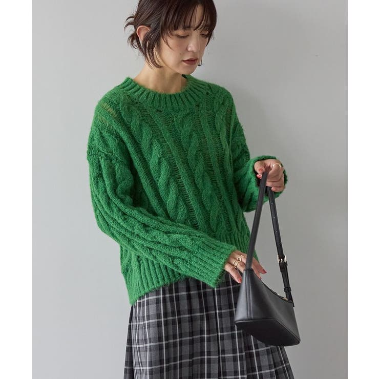 透かしケーブルニットプルオーバー | AMERICAN HOLIC | 詳細画像1 