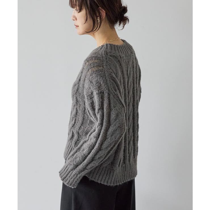 透かしケーブルニットプルオーバー | AMERICAN HOLIC | 詳細画像7 