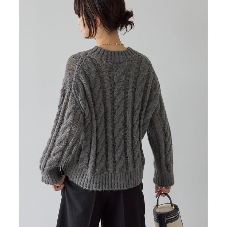 透かしケーブルニットプルオーバー | AMERICAN HOLIC | 詳細画像8 