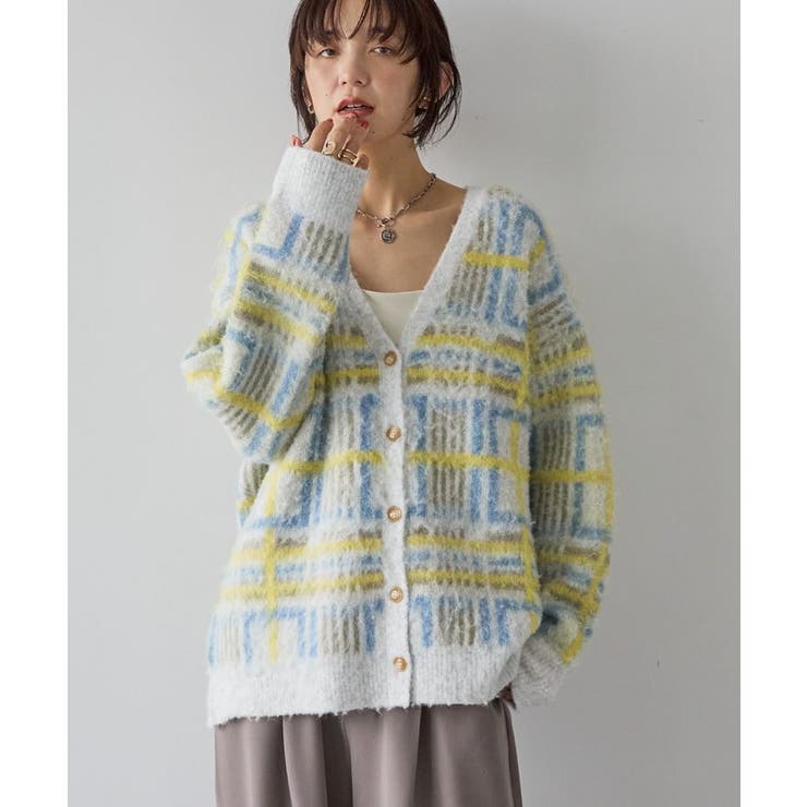 アソート柄シャギーニットカーディガン | AMERICAN HOLIC | 詳細画像10 