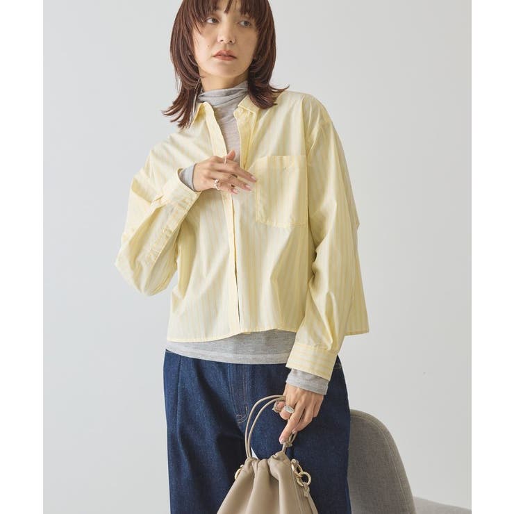 【イージーケア】ショート丈ストライプシャツ | AMERICAN HOLIC | 詳細画像2 